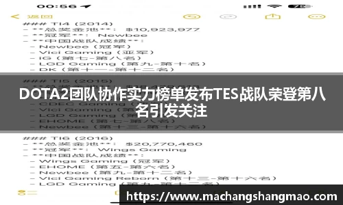DOTA2团队协作实力榜单发布TES战队荣登第八名引发关注